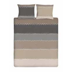 Ten Cate Katoenen Tweepersoons Dekbedovertrek - 200x200/220 - Zig Zag Taupe