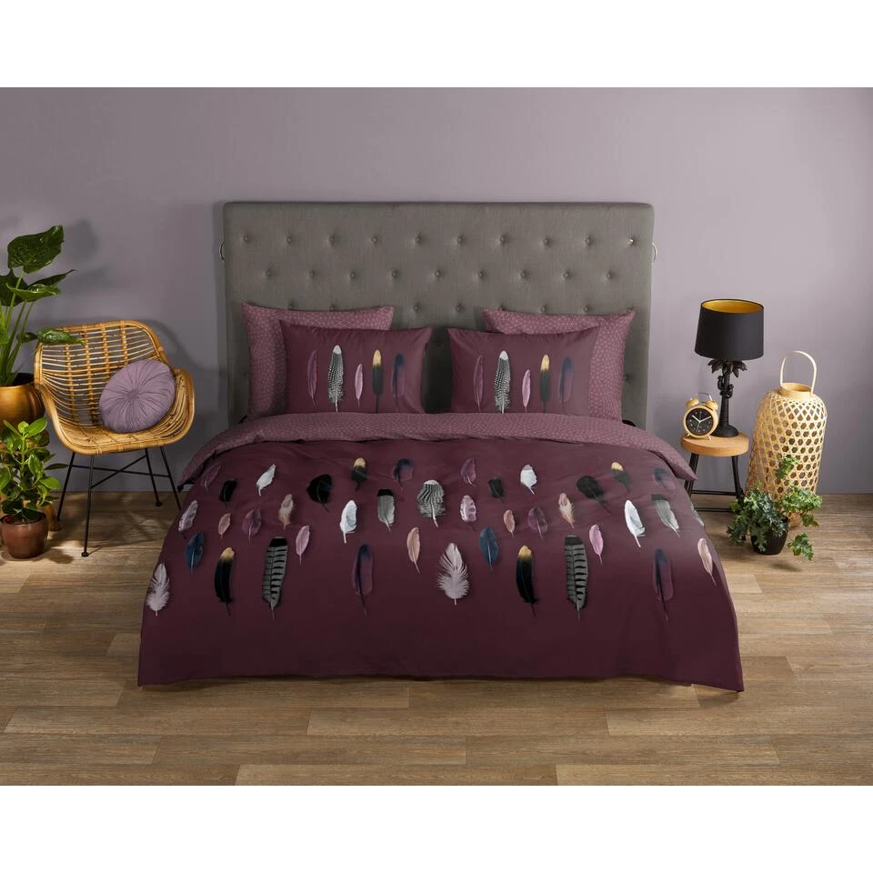 Good Morning Dekbedovertrek "Feathers" - Rood - (140x220 Cm) 4 Good Morning Dekbedovertrek "Feathers" - Rood - (140x220 Cm) - Afbeelding 2