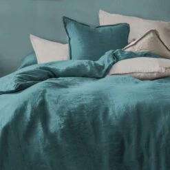 Matt & Rose Set Kussenslopen Groen - 65 X 65 Cm - 100% Linnen -Woninginrichting 1000038495 0103