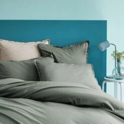 Matt & Rose Set Kussenslopen Groen - 65 X 65 Cm - Gewassen Katoen -Woninginrichting 1000038499 0102