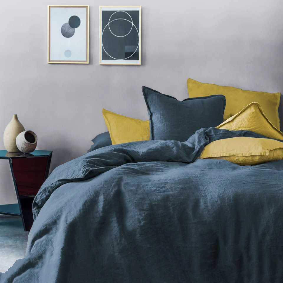 Matt & Rose Set Kussenslopen Marine - 50 X 70 Cm - 100% Linnen 4 Matt & Rose Set Kussenslopen Marine - 50 X 70 Cm - 100% Linnen - Afbeelding 2