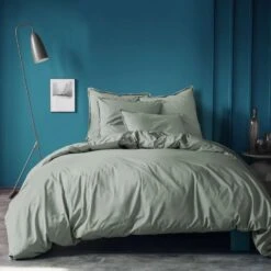 Matt & Rose Set Kussenslopen Groen - 50 X 70 Cm - Gewassen Katoen -Woninginrichting 1000038502 0103