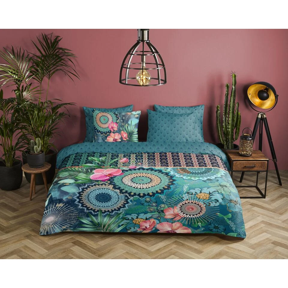 HIP Dekbedovertrek "Valdez" - Petrol - (140x220 Cm) 4 HIP Dekbedovertrek "Valdez" - Petrol - (140x220 Cm) - Afbeelding 2