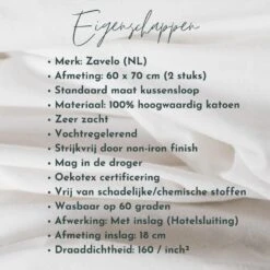 Zavelo Kussenslopen - Hotelkwaliteit - Set Van 2 Stuks - Roze - 60x70cm - 100... -Woninginrichting 1000061753 0102