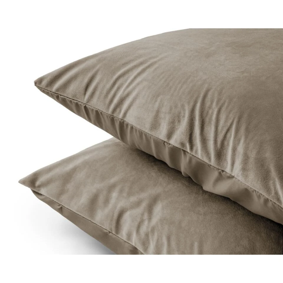 Sleeptime Velvet Kussenslopen Taupe (2-stuks) 5 Sleeptime Velvet Kussenslopen Taupe (2-stuks) - Afbeelding 3