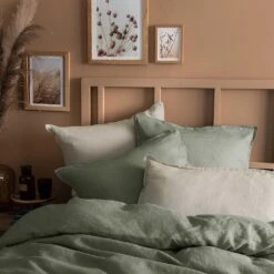 Matt & Rose Set Kussenslopen Mosgroen - 50 X 70 Cm - 100% Linnen -Woninginrichting 1000092157 0101