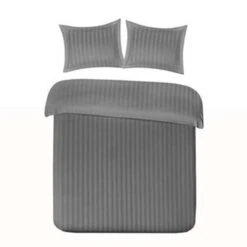 Papillon Dekbedovertrek Satijn Streep - 140x200/220 Cm - Grijs -Woninginrichting 1717213383 0101